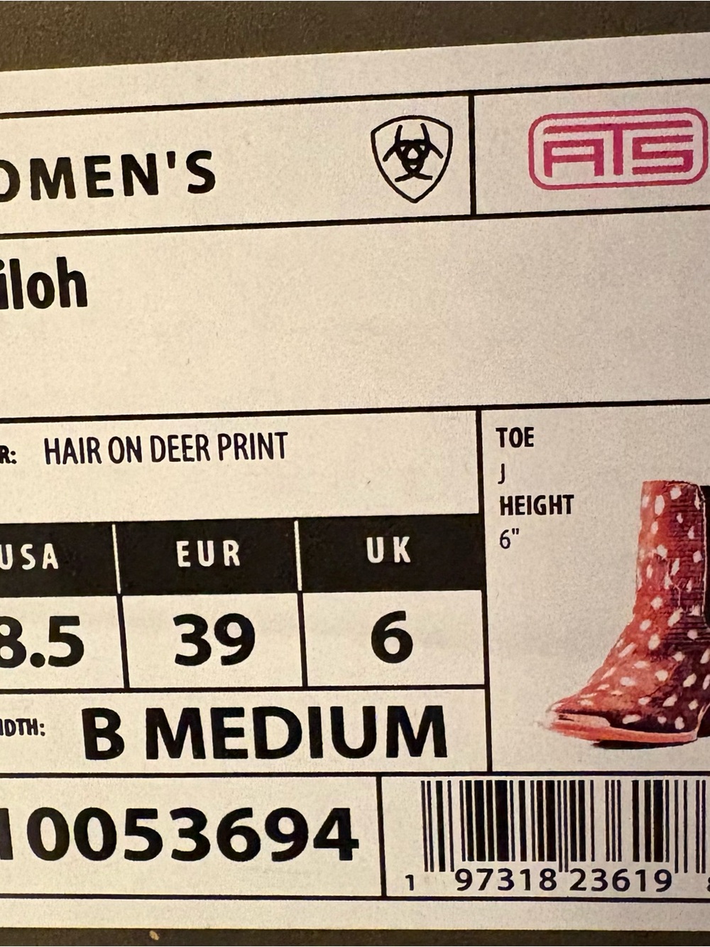 Ariat Red & White Spotted Hair-On Deer Print Boot - Picture 2 of 2